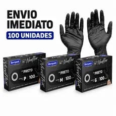 Kit Luva Descartável Tpe Newflex Bompack Preta 1 2 Ou 4 Caixas Sem Pó Uso Profissional E Doméstico