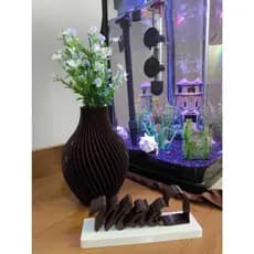 Vaso Decorativo 3D Ondulado Marrom + Base "Mãe" Marrom ❤️