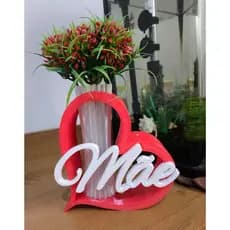 Vaso Decorativo Coração "Mãe" em 3D