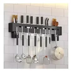 Suporte Utensílios Cozinha 10 6 Ganchos Cinza Organizador Parede Porta Facas Talheres