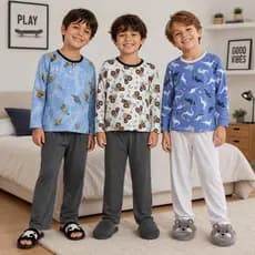 Pijama Infantil Menino Manga Longa Tamanho 2 ao 8 Anos  | Pijama Infantil Masculino Inverno