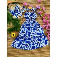 Vestido Feminino infantil-juvenil midi Rodado Floral - , Amarração nos hombros +lazo de brinde