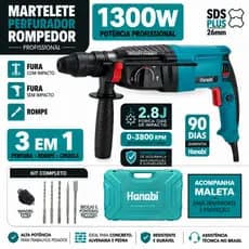 【Hanabi】Martelete Perfurador Rompedor Professional 26mm 1300w Sds