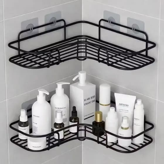 1/2/3/4 Suporte Organizador De Metal Rack De Parede Banheiro Cozinha Prateleiras Porta Shampoo