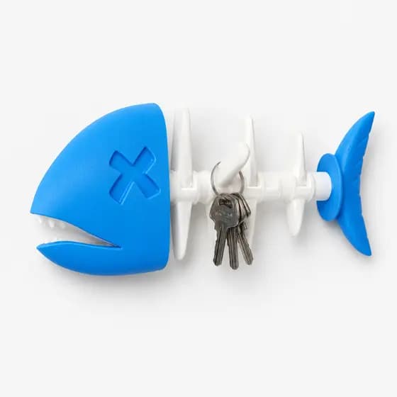 Peixe Porta Chaves De Parede Azul E Branco Decorativo