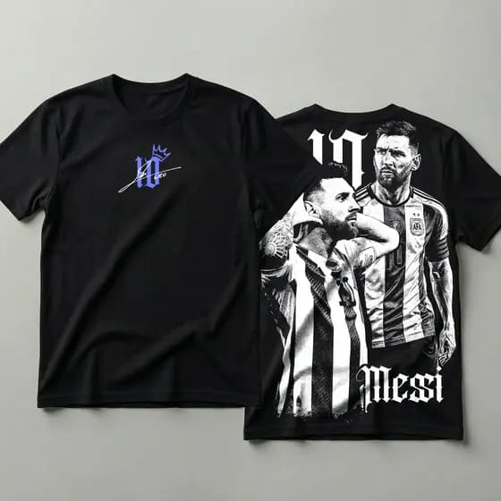 Camiseta 100% Algodão Estampa Futebol Lionel Messi