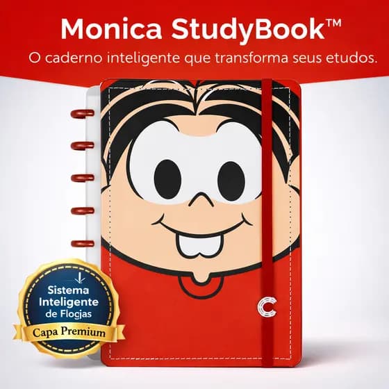 Caderno Inteligente Turma da Mônica Grande 80 Folhas Original Monica StudyBook Capa Dura Escolar