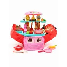 Brinquedo Infantil Kit Cozinha Plástica Com Maleta Carrinho Food Truck Itens Acessórios