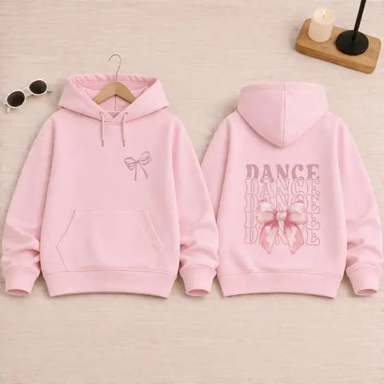Blusa de Frio Infantil Feminina Moletom com Capuz Estampa Laço Dance Quentinha