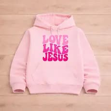 Moletom Infantil Love Like Jesus com Capuz Canguru Quentinho Estampa Premium