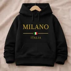Moletom Infantil Milano Itália com Capuz Bolso Canguru Quentinha Confortável