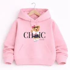 Blusa de Frio Infantil Canguru Estampa Ursinha Chic Com Capuz Algodão Confortável