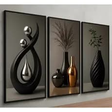 Quadro Decorativo 3 Peças Abstrato Geométrico Moderno Nordic Hall