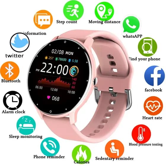 Relógio Smart Watch Men Tela Full Touch Screen Esportivo IP67 Bluetooth À Prova D'água Para Android ios smartwatch