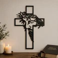 Quadro Decorativo Crucifixo MDF Aplique De Parede Decorativo Religioso Jesus Cristo Na Cruz Cristão