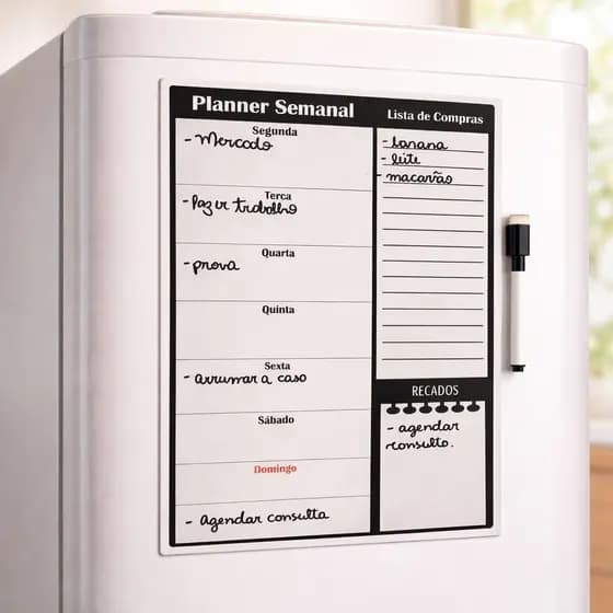 Planner Semanal Magnético Para Geladeira Com Caneta Quadro Organizador Imã