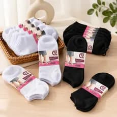 🧦 Kit com 12 Pares de Meias Soquete ao Tornozelo – Preta ou Branca