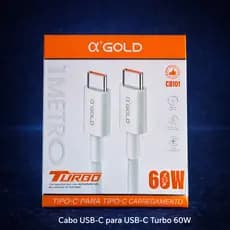 Cabo Tipo C- Tipo C Turbo 60W Carregamento super rápido original A’Gold Cabo PD Tipo c