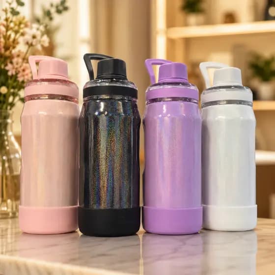 Garrafa Térmica Feminina 400ml com Glitter – Estilo e Brilho no Seu Dia