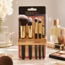 Kit 5 Pincéis de Maquiagem Profissionais Para Base Pó Blush