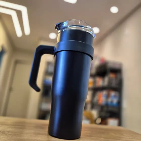 Copo Térmico 1200ml Inox com Canudo e Alça Aberta