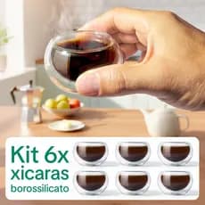 Kit 6 Xícaras de Café Chá 50ml Parede Dupla Camada Proteção Térmica
