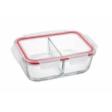 Pote Hermético de Vidro 640ml com Divisória Marmita Vidro Antivazamento Microondas Freezer
