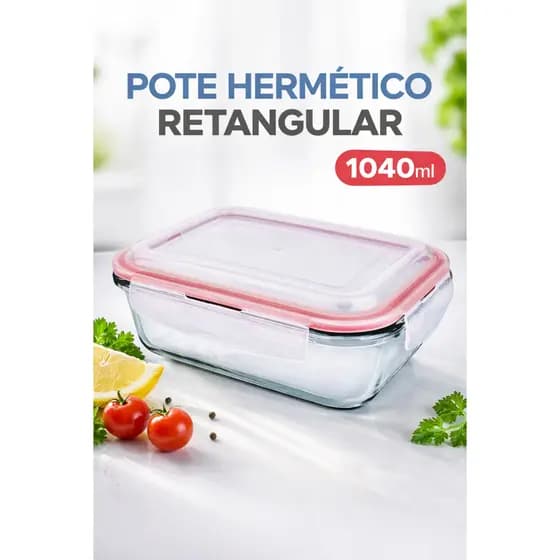 Pote de Vidro Hermético 1040ml com Trava | Vedação Silicone | Micro-ondas e Freezer