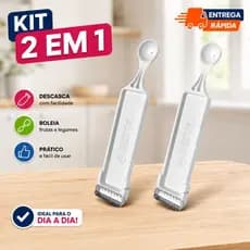 Kit Até 2 Descascador Batata Legumes E Boleador Frutas 2 Em 1 Aço Inox