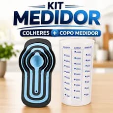 Kit 7 Peças Medidor Cozinha Colher Dosador Copo Medidor 500ml Receitas Confeitaria Culinária