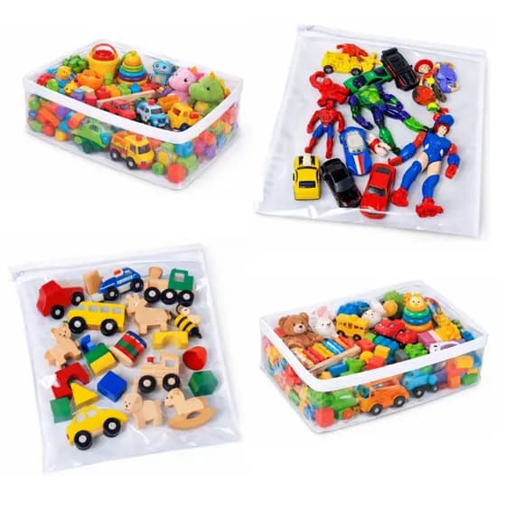 Kit 5 Sacos Organizador Multiuso Guarda Roupa Brinquedos Revistas C Zíper