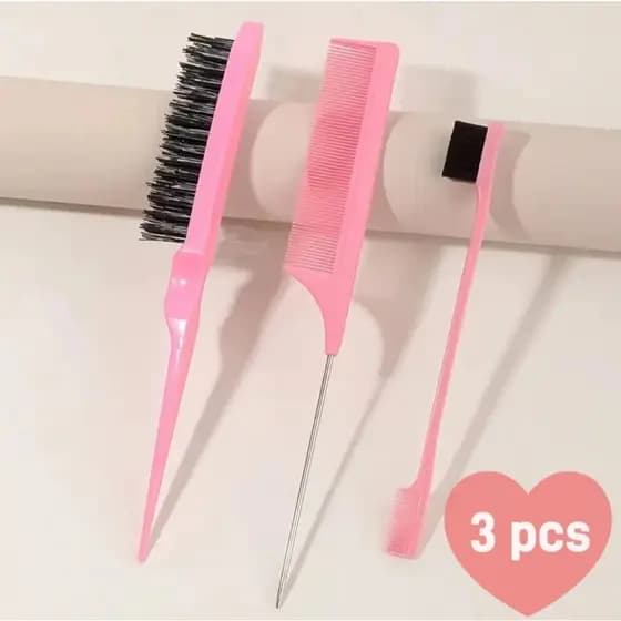 Kit 3 Pente Escova Escovinha Baby Hair Sobrancelha Cabelo
