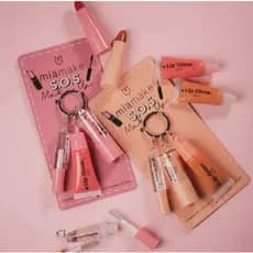 Kit Maquiagem Mia Make SOS 3 em 1 | Batom, Lip Gloss e Gel para Sobrancelhas com Chaveiro