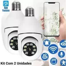 KIT 2  - Câmeras Lâmpadas de Segurança Vigilância IP Wi-Fi 360° Visão Noturna FullHD Bivolt