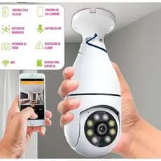 Câmeras Lâmpada Wi-Fi 360° Full HD–Segurança Total Visão Noturna FullHD Bivolt