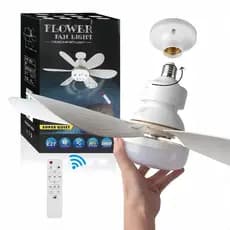 Ventilador de teto redondo ultrassilencioso, 60W, 6 pás, luz LED tricolor, controle E27, função timer, bivolt.