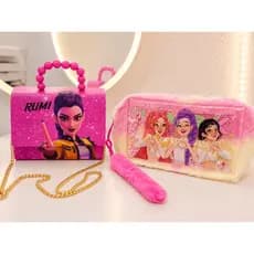 Bolsinha Cartonada & Necessaire Guerreiras Do K-Pop: Rumi, Mira, Zoey | Huntrix | Minibag | Infantil