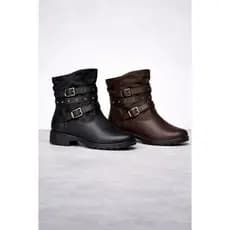 BOTA FEMININA RASTEIRA CANO CURTO FIVELA CONFORTAVEL  MODA MOON CITY