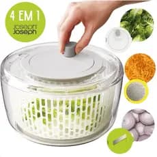 PREPARADOR CENTRÍFUGA DE SALADA 4 EM 1 JOSEPH JOSEPH – SECADOR, FATIADOR E CORTADOR DE VERDURAS E LEGUMES