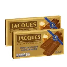 KIT 2 BARRAS DE CHOCOLATE BELGA GOURMET JACQUES AO LEITE 200G - IMPORTADO PREMIUM
