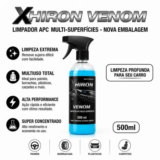 Venon APC Multi Superfícies 500ml | Limpeza Automotiva Painéis Borrachas Plásticos Carpetes