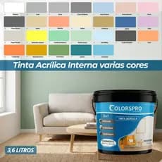 Tinta acrílica interna 3,6 litros ColorsPro, Sem cheiro e com Antimofo Varias cores - Alta cobertura