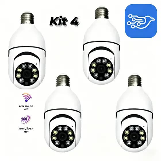 Kit De Câmera De Segurança À Prova D'água Lâmpada Sem Fio V360 pro App Full HD Night Vision