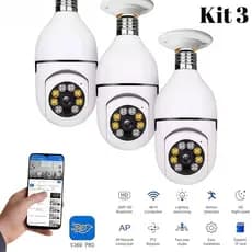Câmera Lâmpada WiFi 360 ° Visão Noturna 24h Monitoramento V360 Pro APP 360 De Infravermelha De Segurança Wi-FI