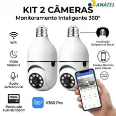 Câmera Infravermelha De Lâmpada De Segurança Wi-Fi 360 V360 Pro APP Visão Noturna À Prova D'água Sem Fio