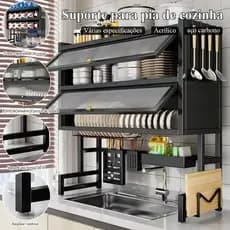 Escorredor De Louça Suspenso Boutique Kitchen Rack Aço Inoxidável Organizador Louça Qualidade Pra Cozinha 65-105CM