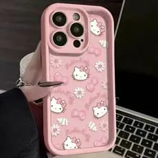 Capa para iPhone 13 12 11 14 15 16 17 pro max Olá Kitty Silicone Anti-choque Frete Grátis,Envio 24h