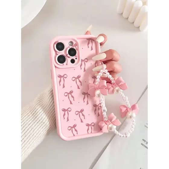Capinha Capa Para Motorola Moto E13 E14 G04 G10 G20 G22 G24 G34 G53 G54 G84 Silicone À Prova de Choque Laço rosa