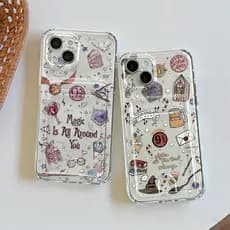 Capa Para Redmi A2 A3 12C 14C 15 POCO X3 F5 Note 12 14 Transparente Silicone Anti-choque Capinha Card Case Harry Potter