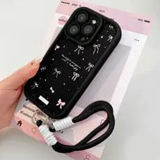 Capa para iPhone 13 12 11 14 15 16 17 pro max Laço rosa Silicone Anti-choque Frete Grátis,Envio 24h